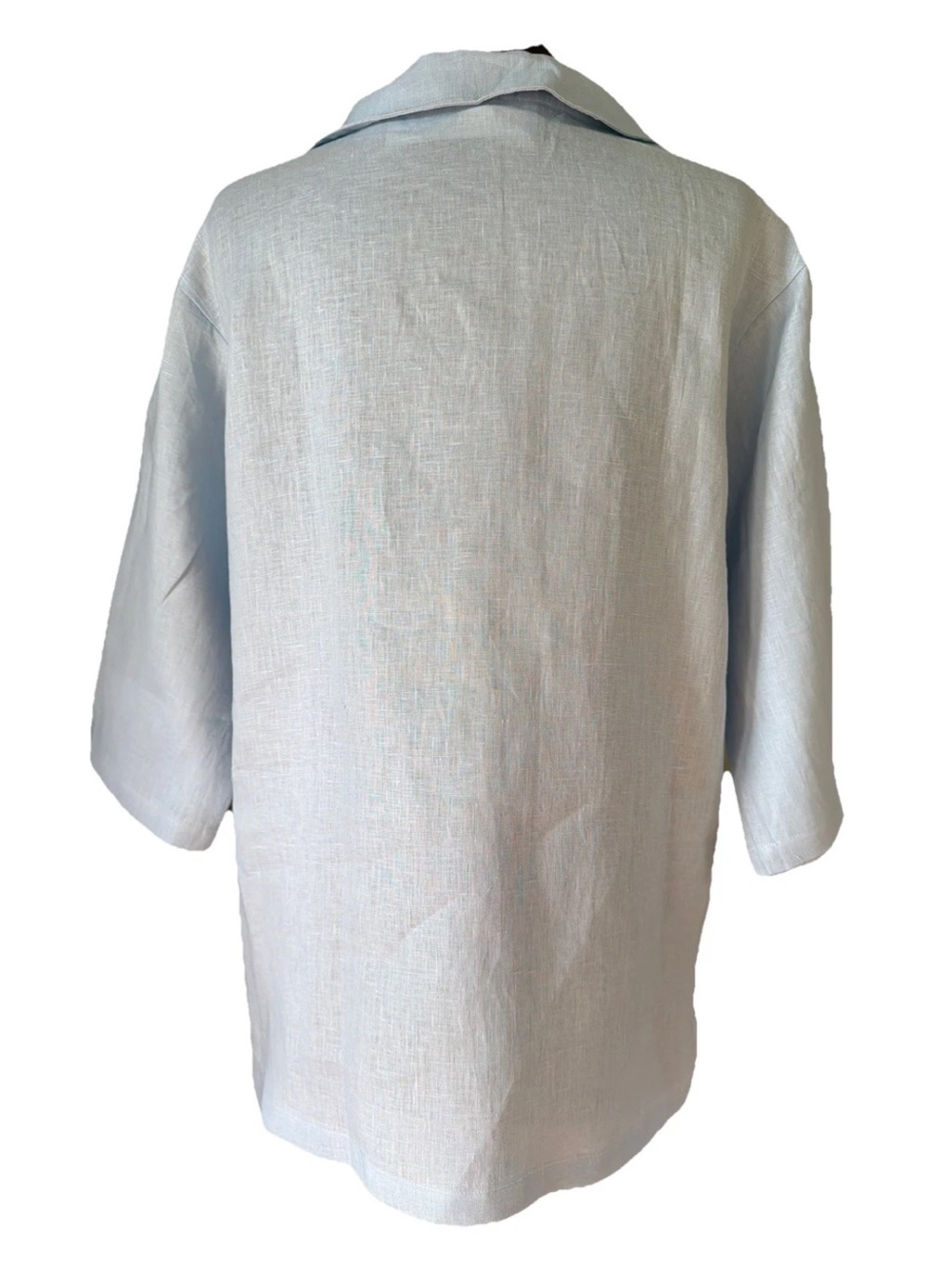 NWT Lintico 100% Linen Shawl V-Neck Half Sleeve Top JADE Baby Blue Size Small - Picture 5 of 12